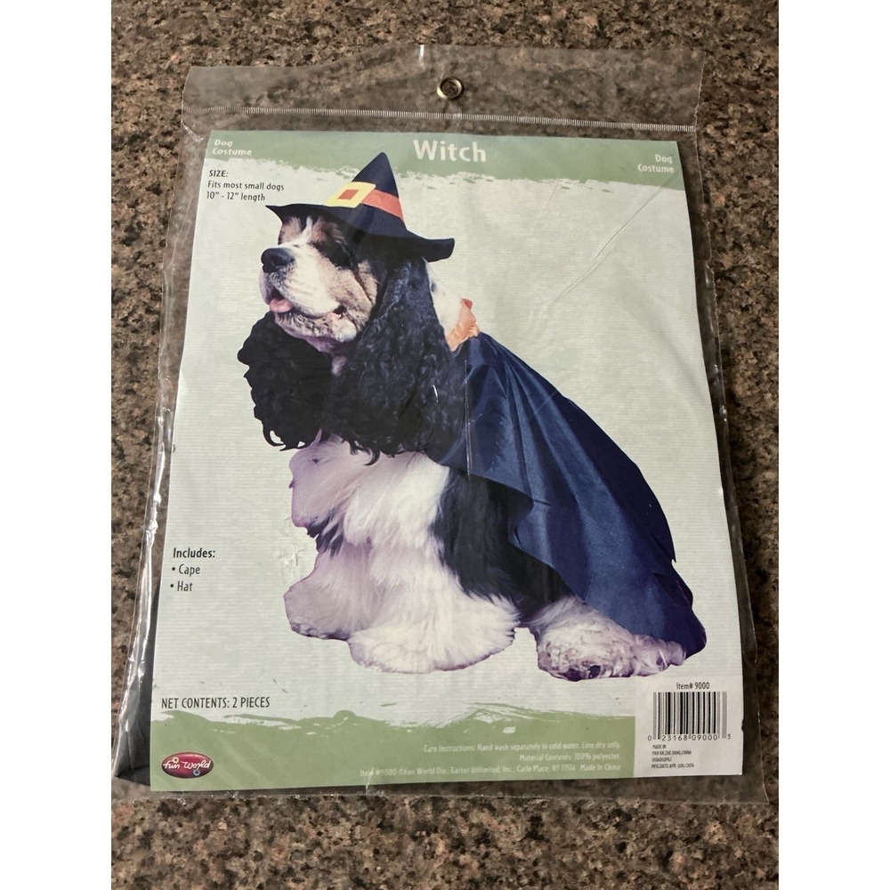 Dog Halloween Costume, "Witch", Fits Most Small Dogs 10"-12" Length